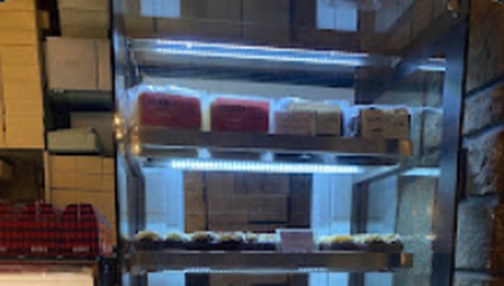 Chilled cake display case at Glen's Bakehouse
